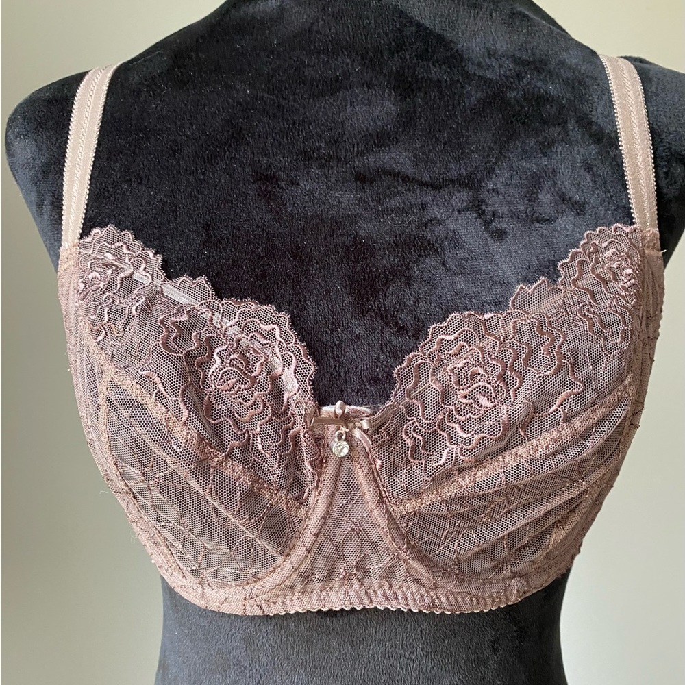 NWT Gorteks Lace Underwire Demi Bra in Mocha